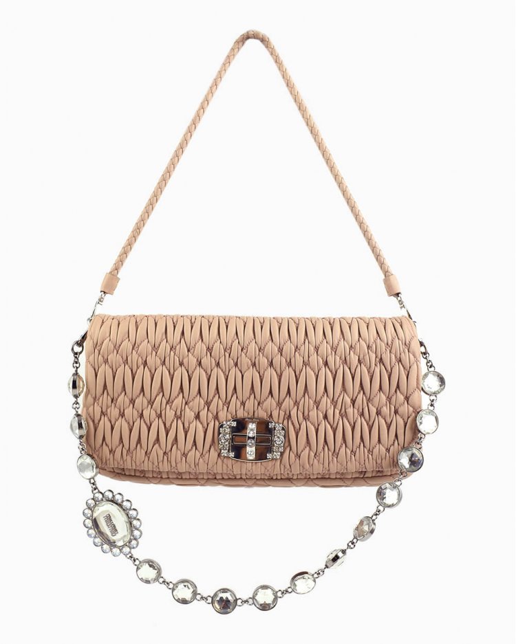 Bolsa Miu Miu original Iconic Crystal rosa feminina